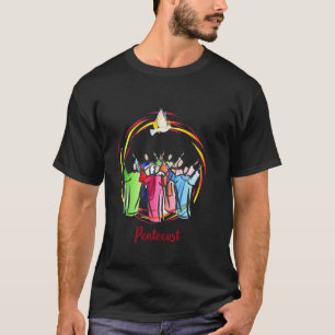 Pentecost Doves Tongues Fire Flame Holy Spirit Cat T-Shirt