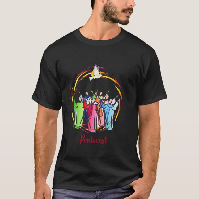 Pentecost Doves Tongues Fire Flame Holy Spirit Cat T-Shirt (Front)
