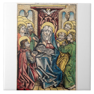 Pentecost scene after Easter Sunday Tile