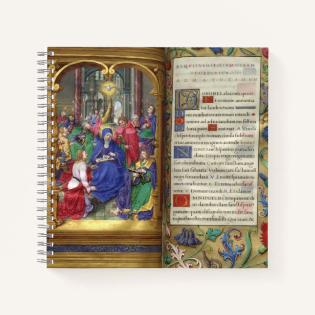 Pentecost Scene Medieval Renaissance Manuscript Notebook (Front)