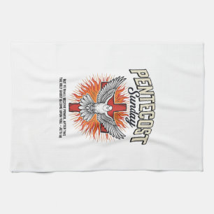 Pentecost Sunday Dove Cross Vintage Shirt Kitchen Towel