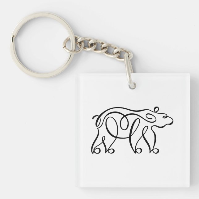 Penwork Calligraphic Bear Keychain (Front)