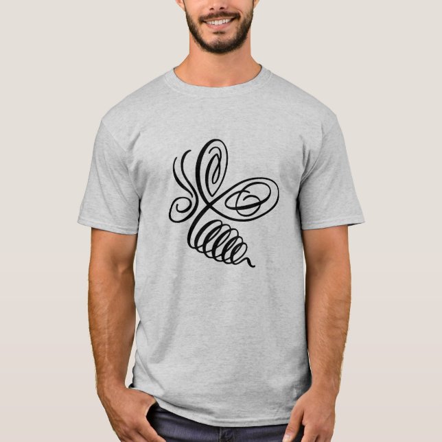 Penwork Calligraphic Honey Bee T-Shirt (Front)