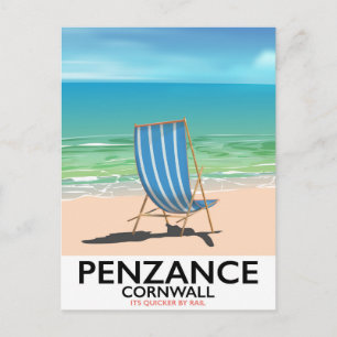 penzance beach Devon vintage travel poster Postcard