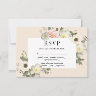 Peoné et Anémones Romantique carte RSVP