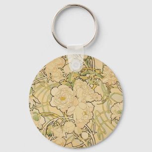 Peonies 1897 keychain