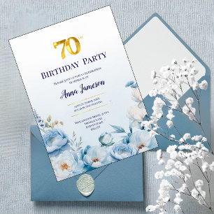 Peonies 70th birthday Party Invitation