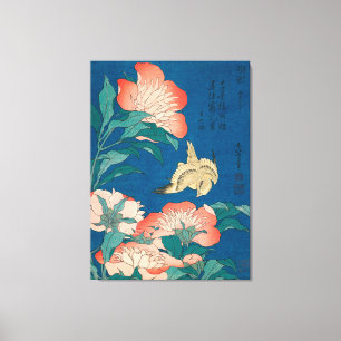 Peonies and a Canary Famous Painting Poster Canvas Print