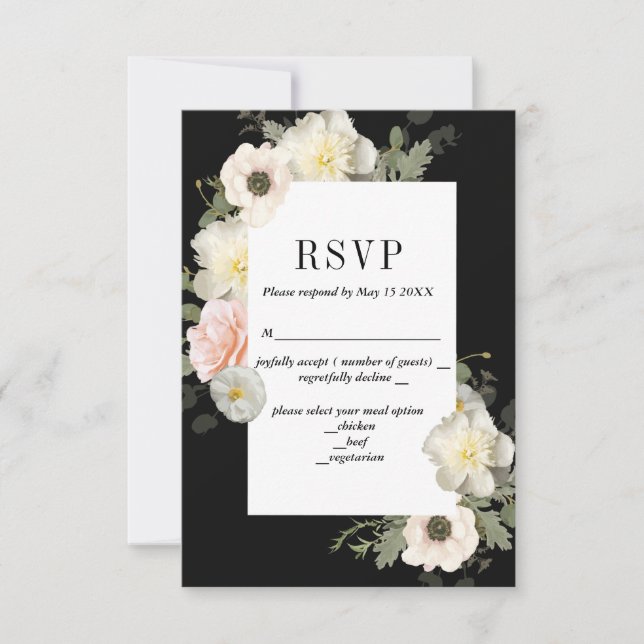 Peonies and Anemones Romantic RSVP Card (Front)