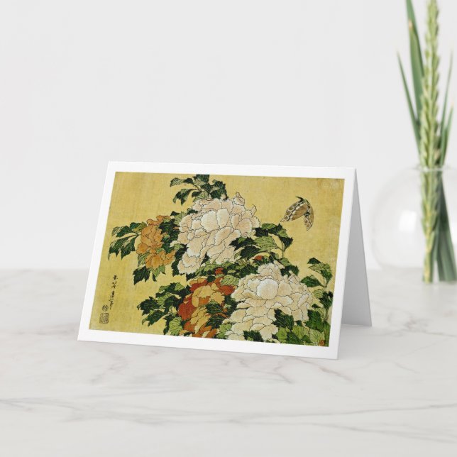 Peonies and Butterfly Card (Front)
