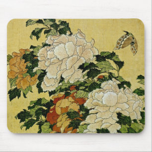 Peonies and Butterfly Mouse Pad