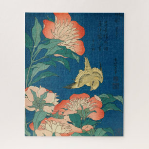 Peonies and Canary by Katsushika Hokusai Jigsaw Puzzle