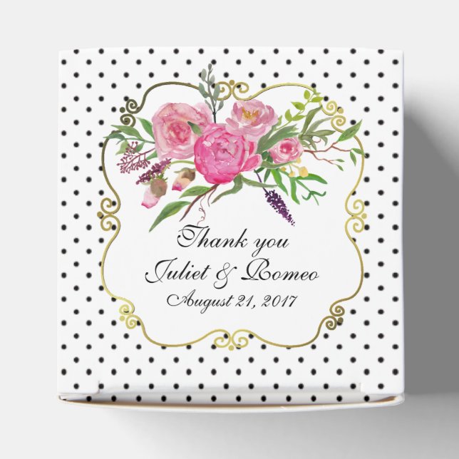 Peonies and Dots Wedding Favour Gift Box (Top)
