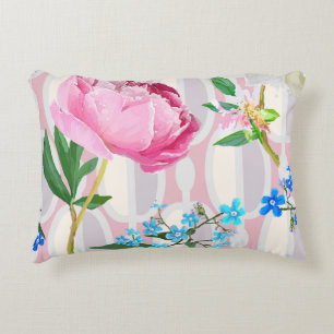 Peonies and forget-me-nots. Seamless backgroundart Accent Pillow