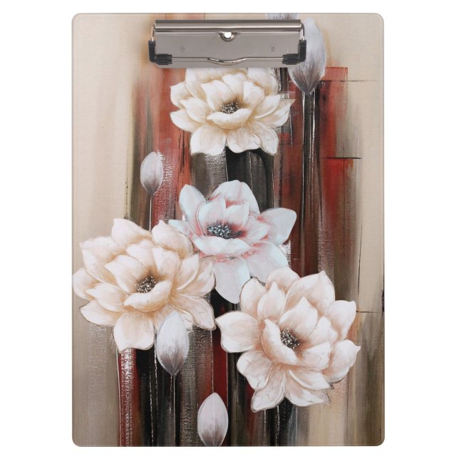 Peonies and Paint Splatter Clipboard (Front)