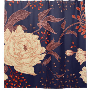 Peonies and roses. Floral vintage seamless pattern