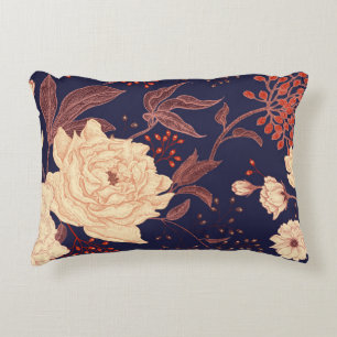 Peonies and roses. Floral vintage seamless pattern Accent Pillow
