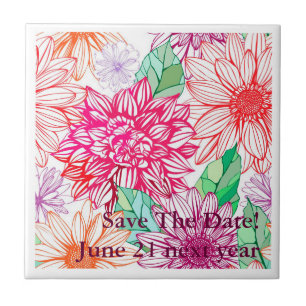 Peonies and Wildflowers Tile
