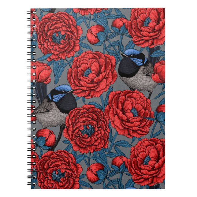 Peonies and wrens notebook (Front)