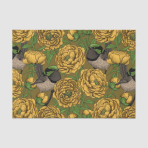 Peonies and wrens tissue paper