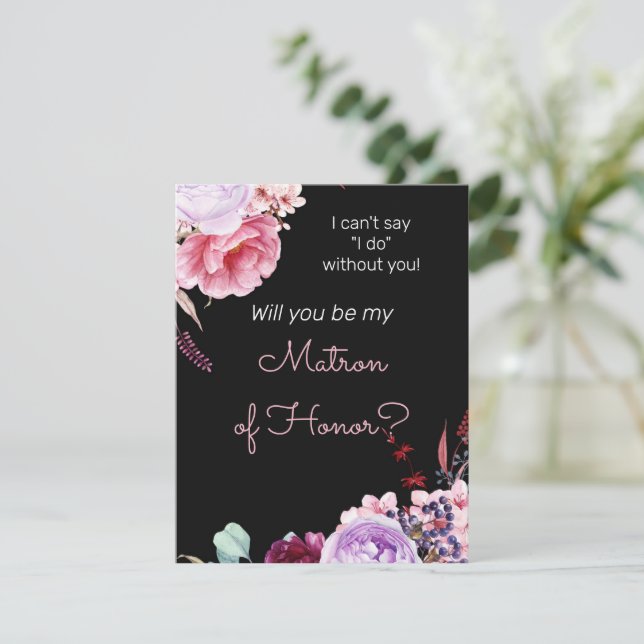 Peonies Be My Matron of Honour Proposal Card (Standing Front)
