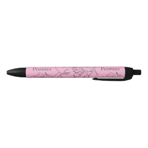 Peonies Black Ink Pen