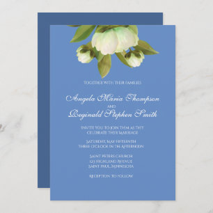 Peonies blanches avec Provence Blue Invitation
