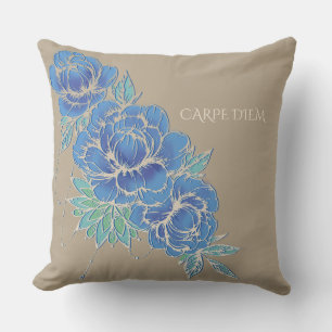 PÉONIES BLEUES & DAMASK ~ Coussin