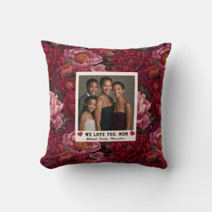 Peonies Bouquet Mummy Mum Son Stylish Living Retro Throw Pillow