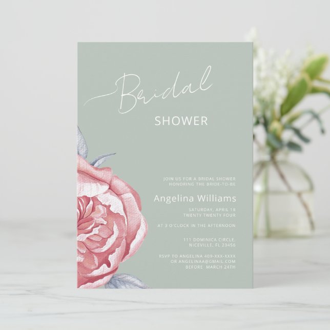 Peonies Bridal Shower Invitation  (Standing Front)