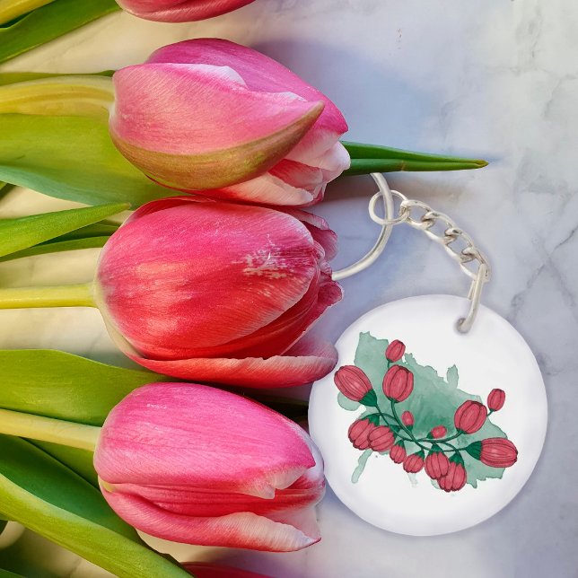 Peonies buds. Watercolor. Flower composition. Keychain (Creator Uploaded)