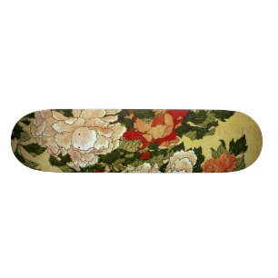 Peonies & Butterflies Hokusai Japanese Fine Art Skateboard