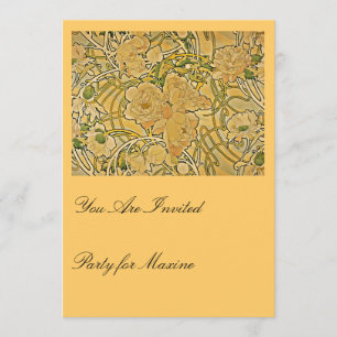 Peonies by Mucha Invitation