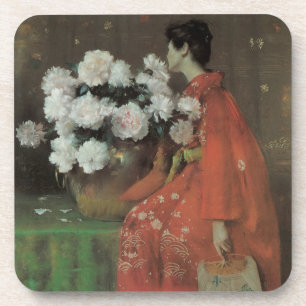 Peonies by William Merritt Chase, Vintage Fine Art Coaster