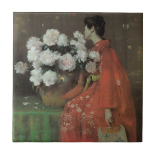Peonies by William Merritt Chase, Vintage Fine Art Tile