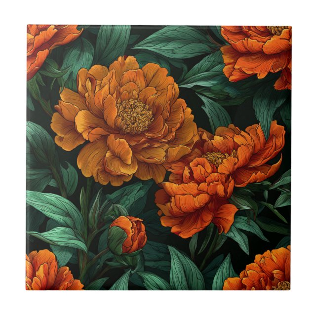 Peonies Carreaux En Céramique Pour Décor Espace Vi (Devant)