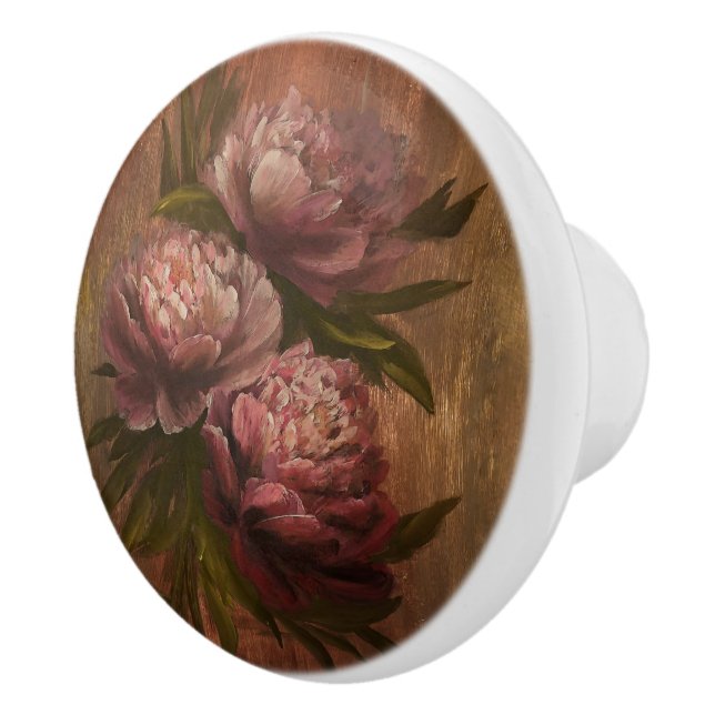 Peonies Ceramic Knob (Right)