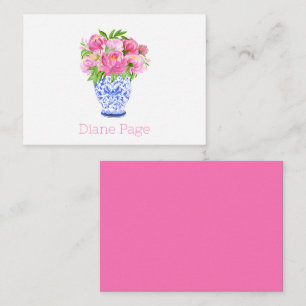 Peonies Chinoiserie Vase Personalized Stationary  Card