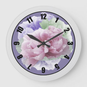 Peonies Circle Large Clock