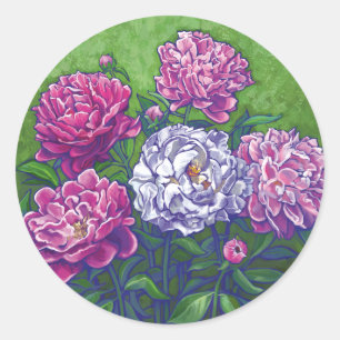 Peonies Classic Round Sticker