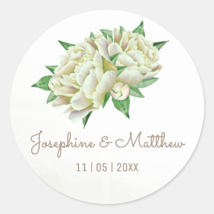 Peonies crémeuses Stickers mariage aquarelle