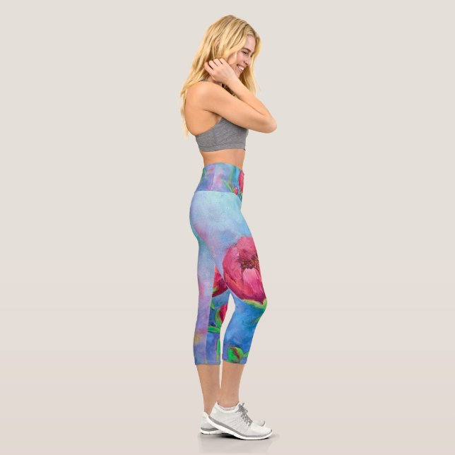 Peonies d'Alaska Capri Leggings (Droite)