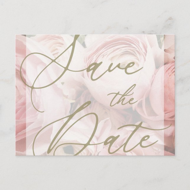 Peonies Enregistrer la date Modèle de carte postal (Devant)