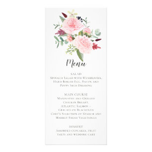 Peonies Eucalyptus Greenery Pink Back Wedding Menu