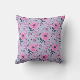 Peonies Field Pattern Throw Pillow