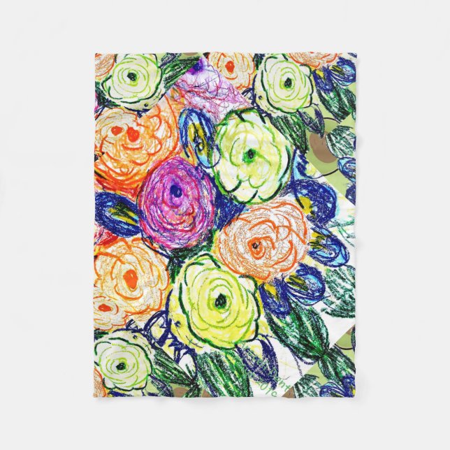 Peonies Fleece Blanket, Small 76.2 x 101.6 cm Blanket (Front)