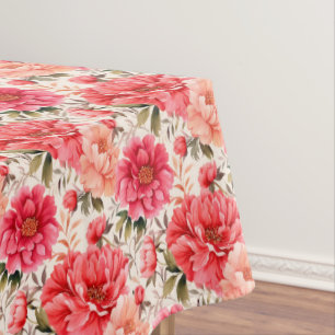 Peonies Floral Cotton Tablecloth