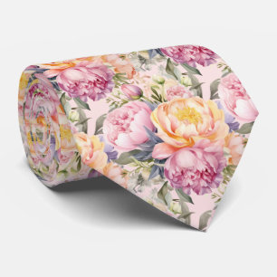 Peonies Floral Peony Flowers Tie