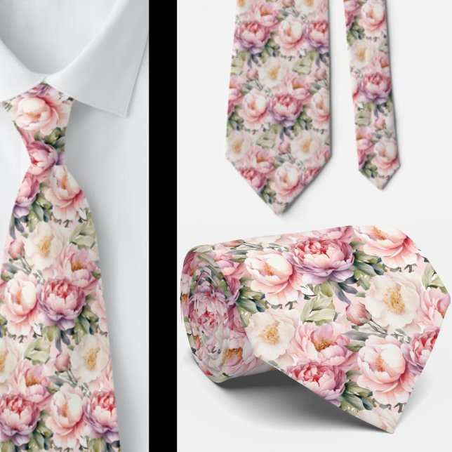 Peonies Floral Peony Flowers Tie (Creator Uploaded)