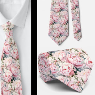 Peonies Floral Peony Flowers Tie